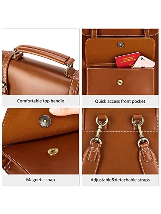 Women\'s Laptop Backpack PU Leather Backpack Vintage Laptop Bag, 15.6